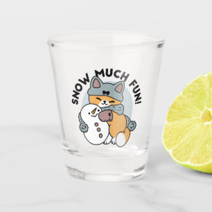 Snow Much Fun Cat Winter Holiday Design Shot Glass