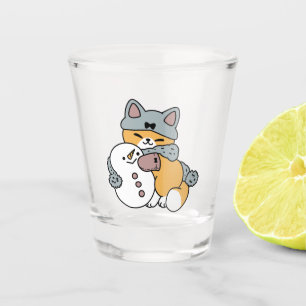 Snow Much Fun Cat Winter Holiday Design Shot Glass