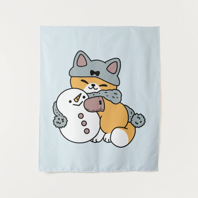 Snow Much Fun Cat Winter Holiday Design Tapestry (Front)