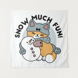 Snow Much Fun Cat Winter Holiday Design Tapestry