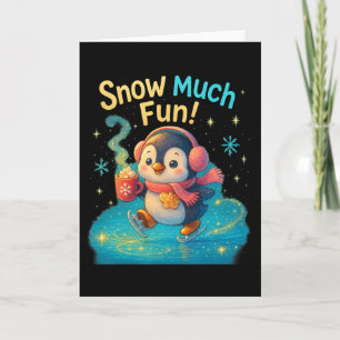 Snow Much Fun Cute Penguin Christmas Design Card