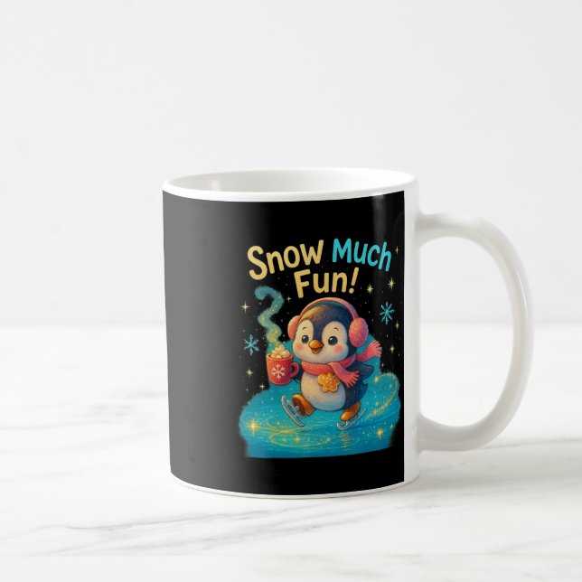 Snow Much Fun Cute Penguin Christmas Design  Coffee Mug (Right)