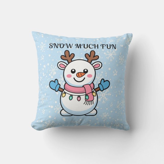 Snow Much Fun | Cute Winter Pillow (Front)