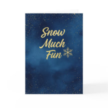 Snow Much Fun – Elegant Blue & Gold Holiday Card 