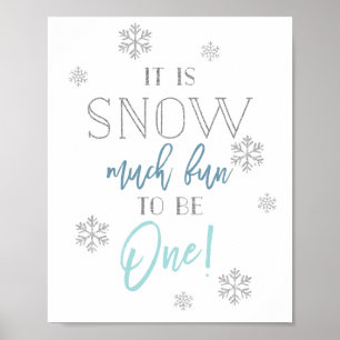 Snow Much Fun   Silver Blue   First Birthday Sign
