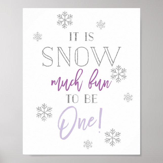 Snow Much Fun | Silver Purple | 1st Birthday Sign (Front)