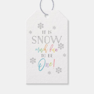 Snow Much Fun Silver Rainbow First Birthday Gift Tags