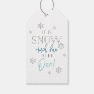Snow Much Fun Silver Snowflake Blue 1st Birthday Gift Tags