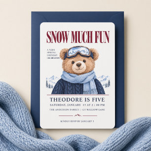 Snow Much Fun Ski Teddy Bear Invitation