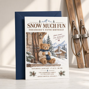 Snow Much Fun Ski Teddy Bear Invitation
