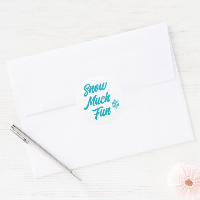 Snow Much Fun Snowflake Classic Round Sticker (Envelope)