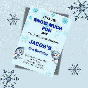 Snow Much Fun Snowman Winter Birthday Invitation