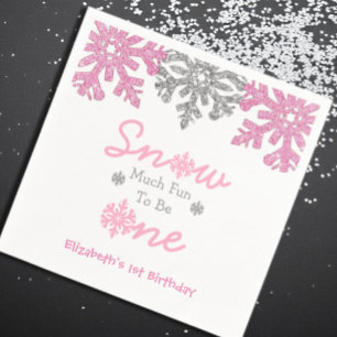 Snow Much Fun To Be One Winter 1st Birthday Napkin