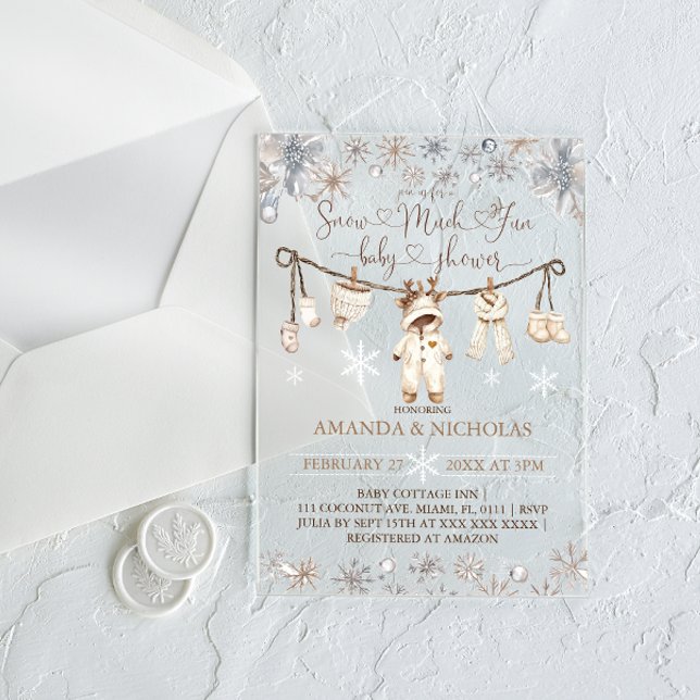 Snow Much Fun Winter Baby Shower Acrylic Invitations (Creator Uploaded)