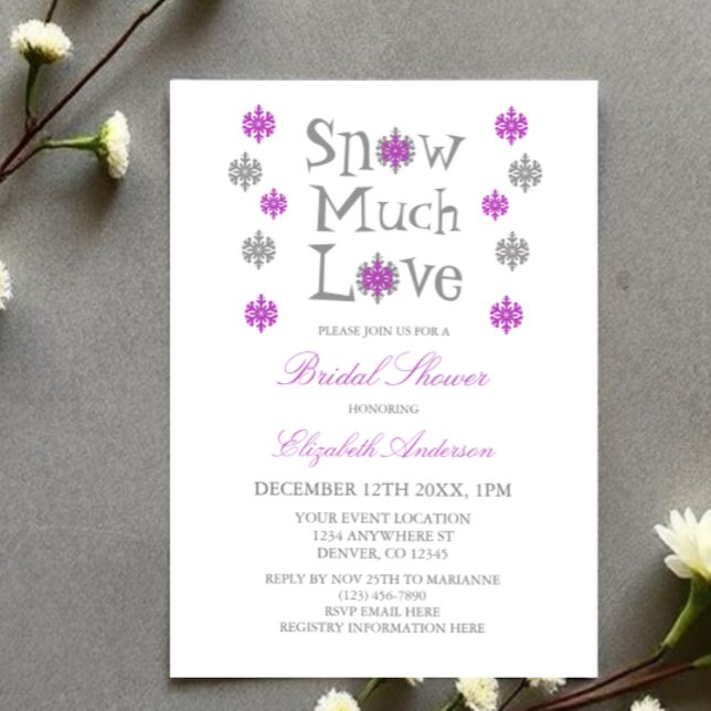 Snow Much Love Snowflake Winter Bridal Shower Invitation (Creator Uploaded)