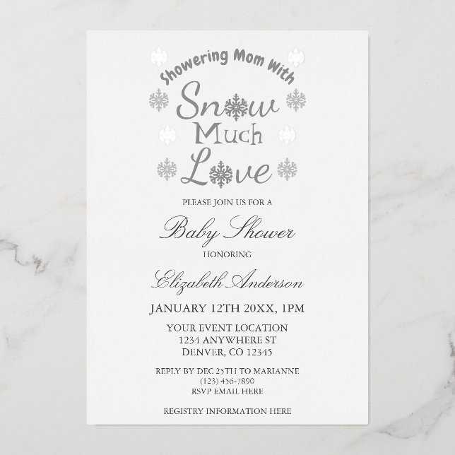 Snow Much Love Winter Snowflake Baby Shower (Front)