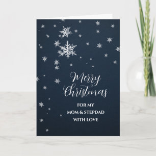 Snow Mum and Stepdad Merry Christmas Card