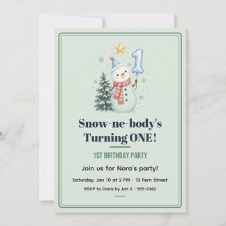 Snow-ne-body's Sage 1st Birthday Invitation