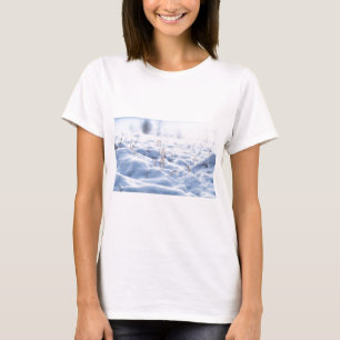 Snow on a meadow in winter macro T-Shirt