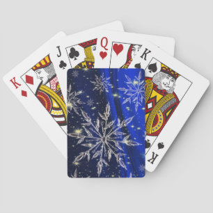 Snow on blue background playing cards