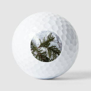 Snow on Evergreen Branches Golf Balls