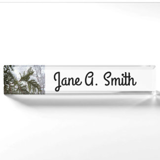 Snow on Evergreen Branches Nameplate