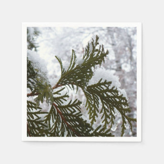 Snow on Evergreen Branches Napkin