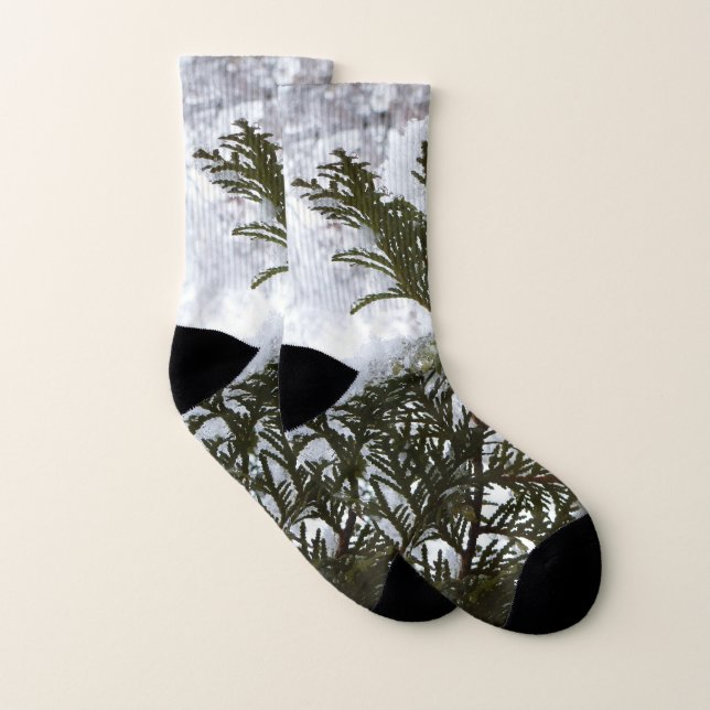 Snow on Evergreen Branches Socks (Pair)