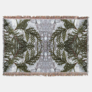Snow on Evergreen Branches Throw Blanket