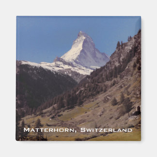 Snow on Matterhorn Blue Sky Alpine Forest Magnet