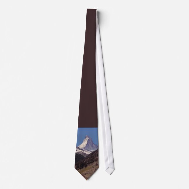 Snow on Matterhorn Blue Sky Alpine Forest Tie (Front)
