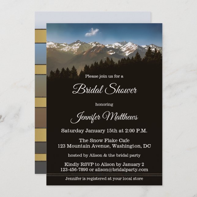 Snow on Mountain Winter Bridal Shower Invitation (Front/Back)