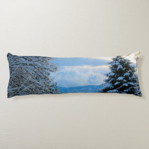 Snow on Pine Trees in Colorado Rocky Mountains Body Cushion