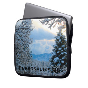 Snow on Pine Trees in Colorado Rocky Mountains Laptop Sleeve