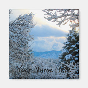 Snow on Pine Trees in Colorado Rocky Mountains Magnet