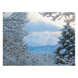 Snow on Pine Trees in Colorado Rocky Mountains Tablecloth
