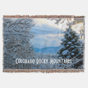 Snow on Pine Trees in Colorado Rocky Mountains Throw Blanket