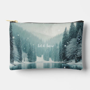 Snow on the winter, mountain lake accessory pouch