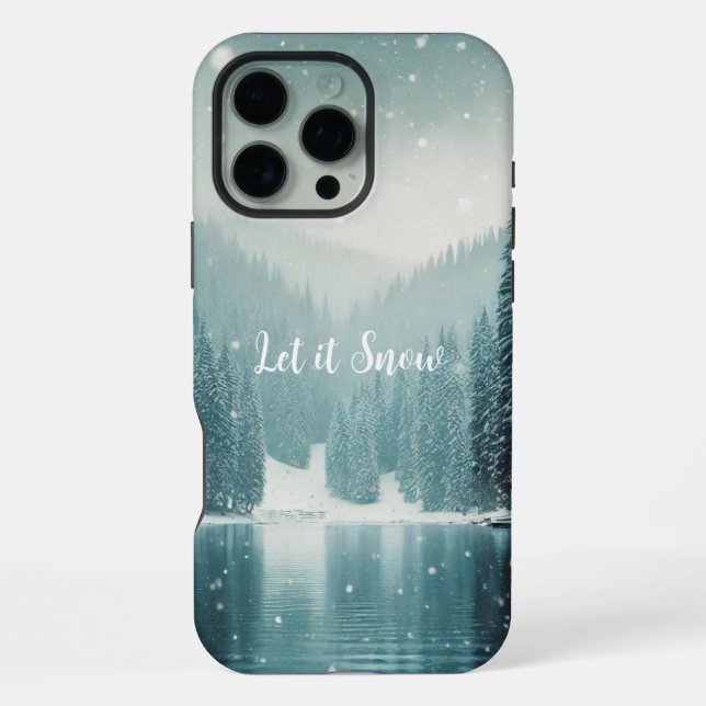Snow on the winter, mountain lake iPhone case (Back)