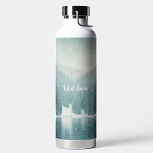 Snow on the winter, mountain lake water bottle