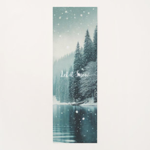Snow on the winter, mountain lake yoga mat