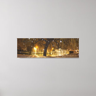 Snow on Willow and Chinese Bridge, Godmanchester. Canvas Print