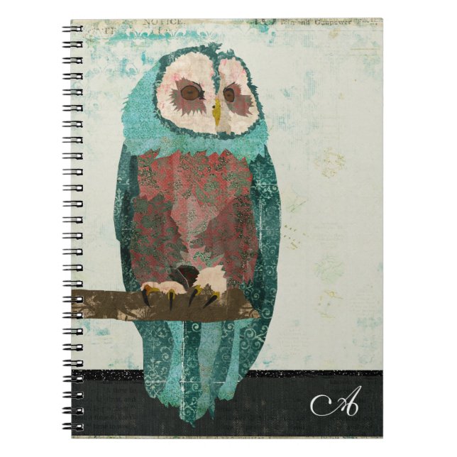 Snow Owl Monogram Notebook (Front)