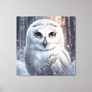 Snow Owl- Premium Wrapped Canvas (Gloss)