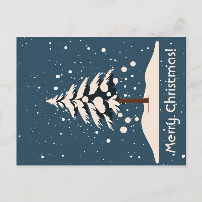 Snow, Pine Tree and Merry Christmas Postcard (Front)