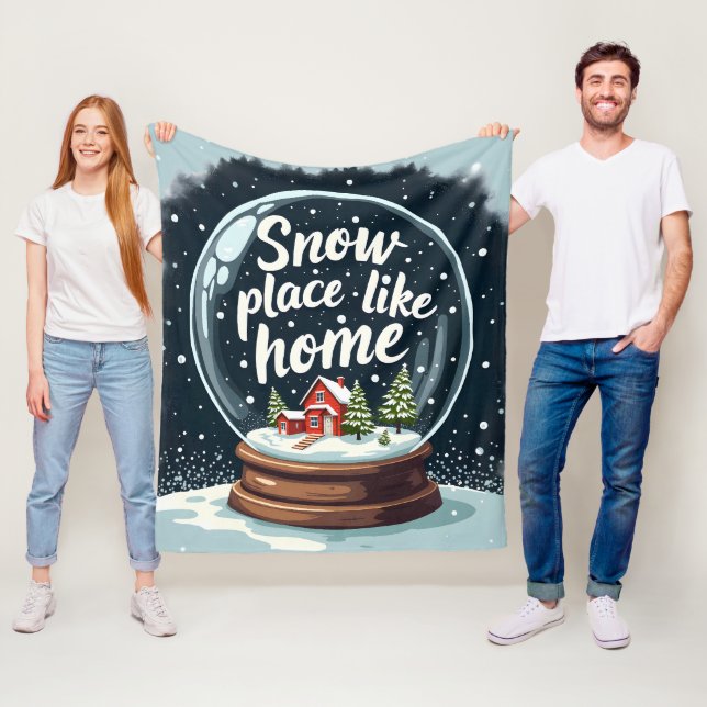 Snow Place Like Home Holiday Quote Fleece Blanket (In Situ)