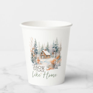 Snow Place Like Home, Mountain Cabin Christmas Paper Cups
