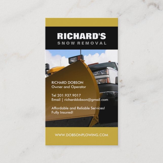 Snow Plough Company Business Card (Front)
