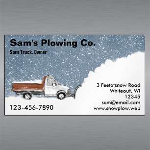 Snow Plough   Ploughing Service   Snow Removal Magnetic Business Card