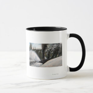 Snow Plough Railroad Clearing Tracks in Rocky Mug